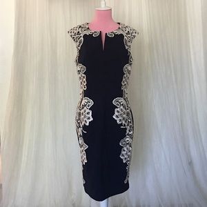 NEW Modcloth London navy blue pencil crochet dress